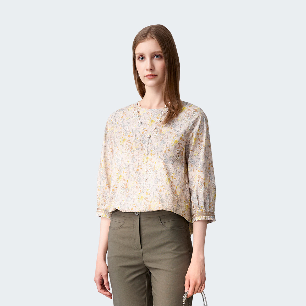 柔花漫步純棉印花上衣