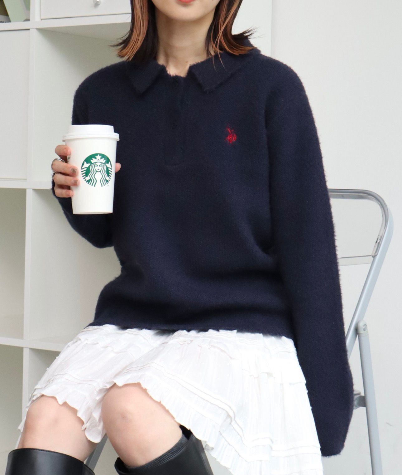 【預購】JN012703 U.S. POLO ASSN. 刺繡針織長袖上衣