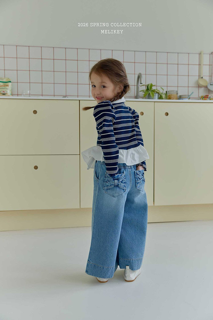 正韓春Melikey 兩色蝴蝶結寬褲