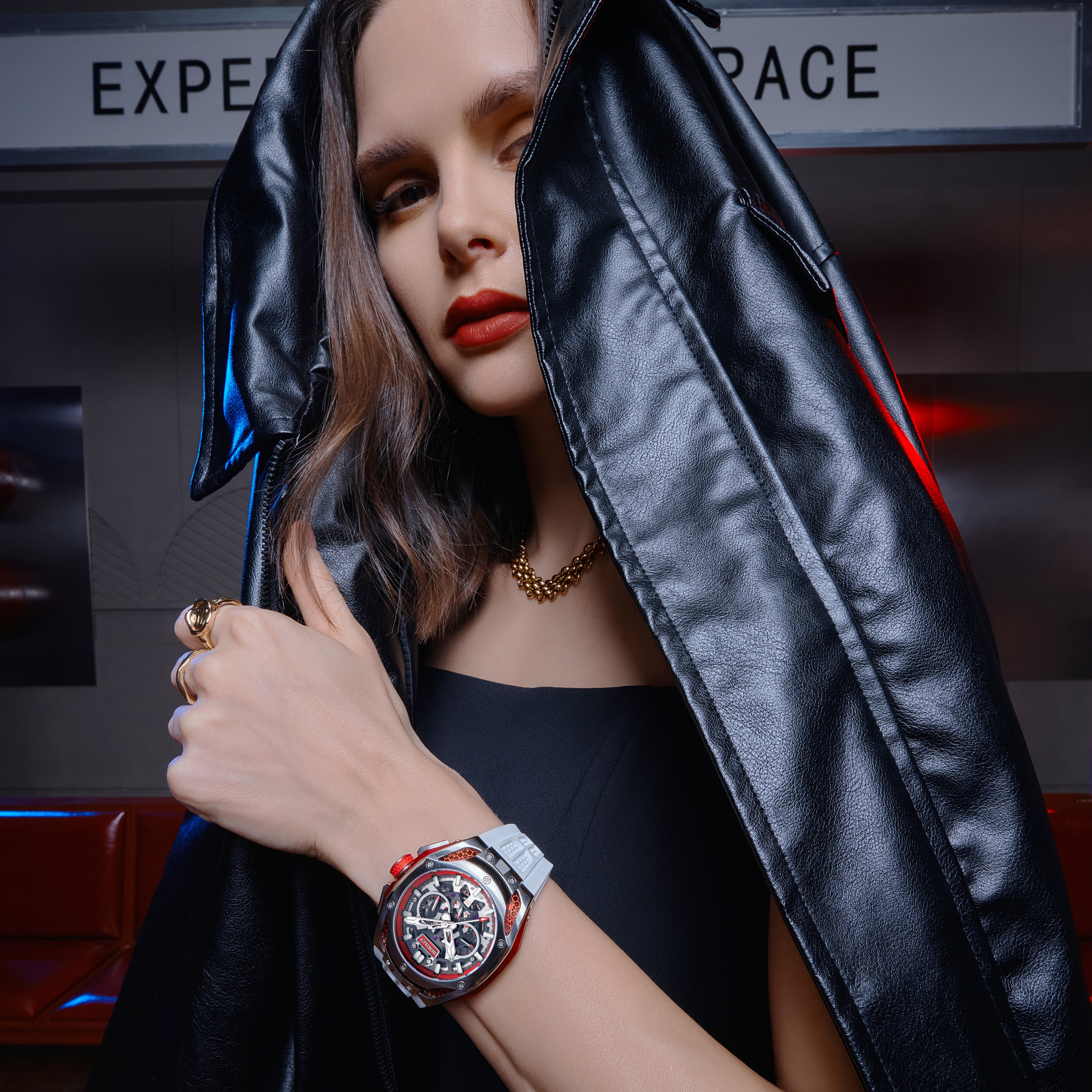 【BENTLEY 賓利】 THE OPULENCE 夜影系列 BL-50系列 潮流 經典白矽膠 三眼 日期 夜光 機械 手錶