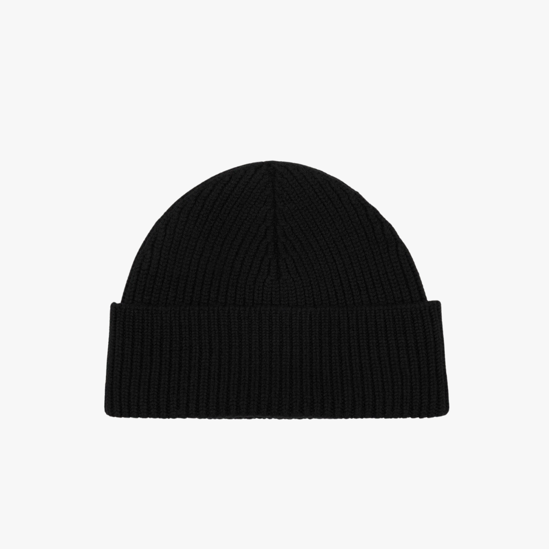 1FF0101-195 [AMI PARIS] Wool Beanie With Contrasted Ami De Coeur Black (SS26) #BFUHA116.018.009 (P-EU-E)