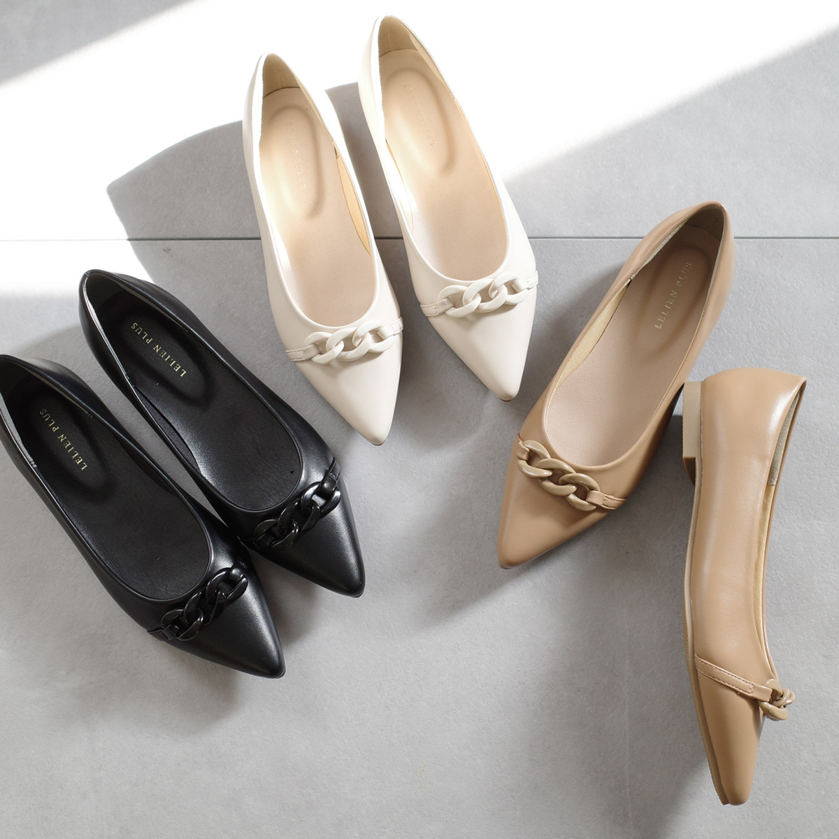 精緻鍊條尖頭平底鞋 健步如飛【CX3047】