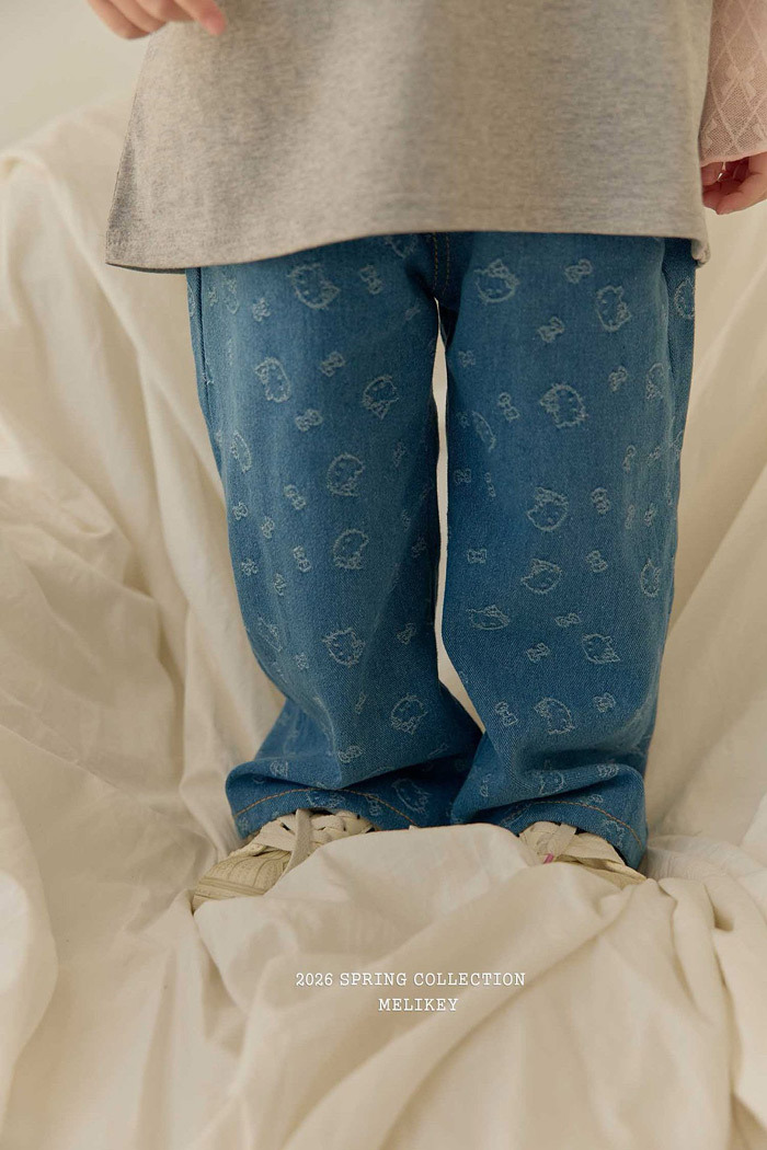 正韓春Melikey 貓貓牛仔直筒褲