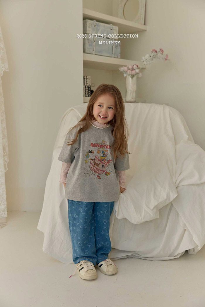 正韓春Melikey 貓貓牛仔直筒褲