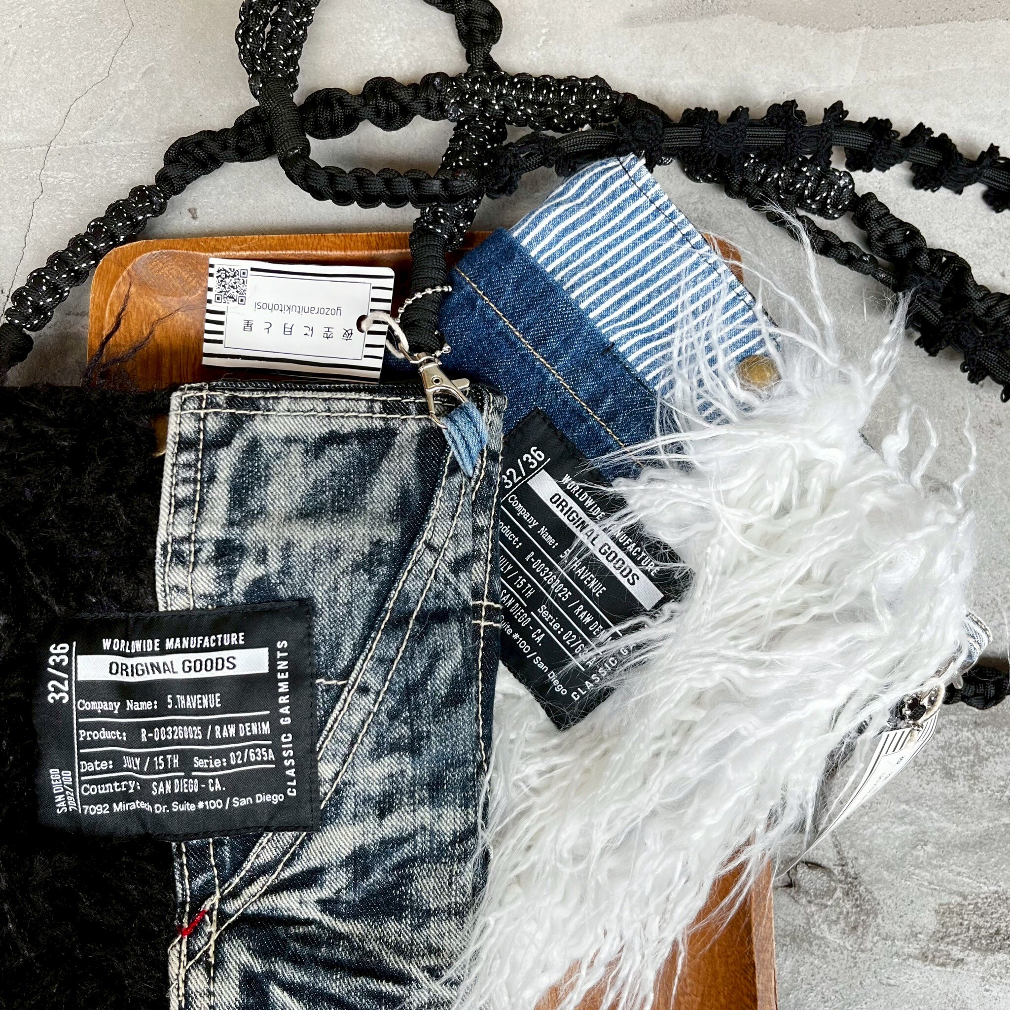 [夜空に月と星] 丹寧毛毛斜揹包 | yozora014