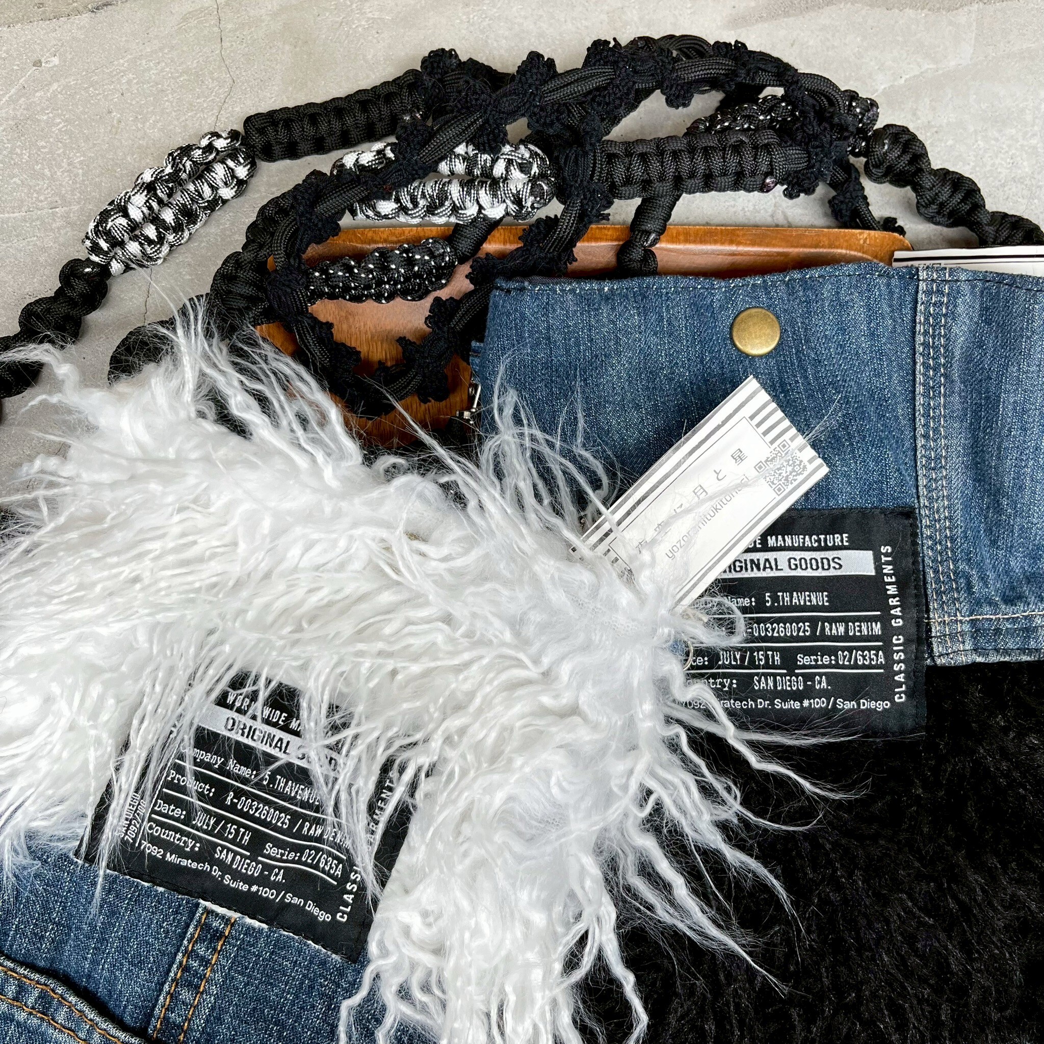 [夜空に月と星] 丹寧毛毛斜揹包 | yozora014