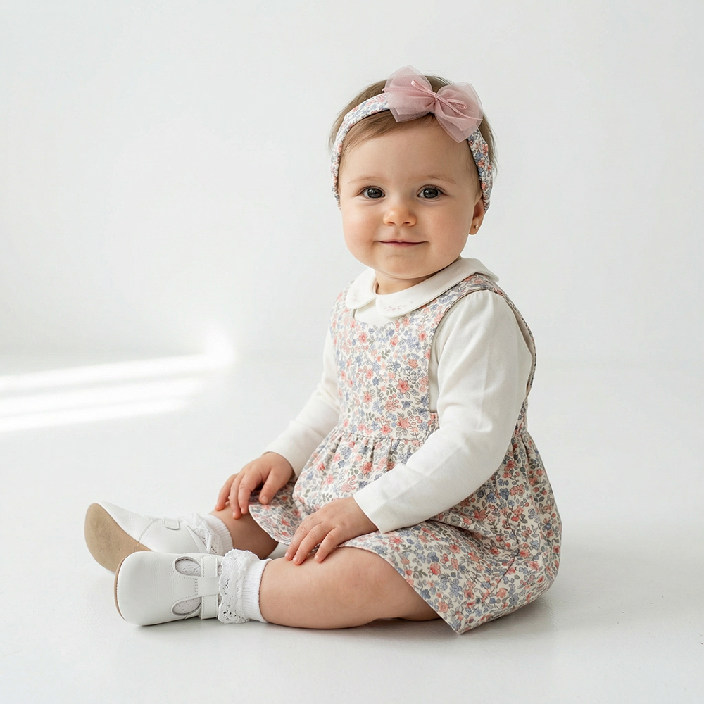 PIPPY 典雅兩件式優雅碎花吊帶裙3件組禮盒 粉