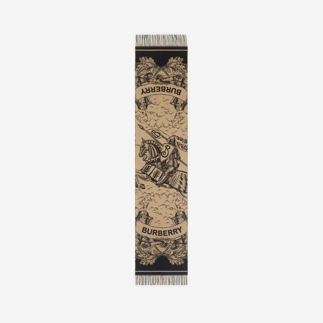 1FF0101-249 [BURBERRY] Wide Reversible Ekd Cashmere Scarf Archive Beige (SS26) #80737681 (F-EU-E)