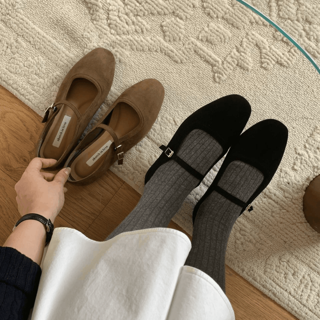 sketch in love｜Olive Suede Maryjane Flat 簡約絨面革瑪莉珍鞋 [2 colors]