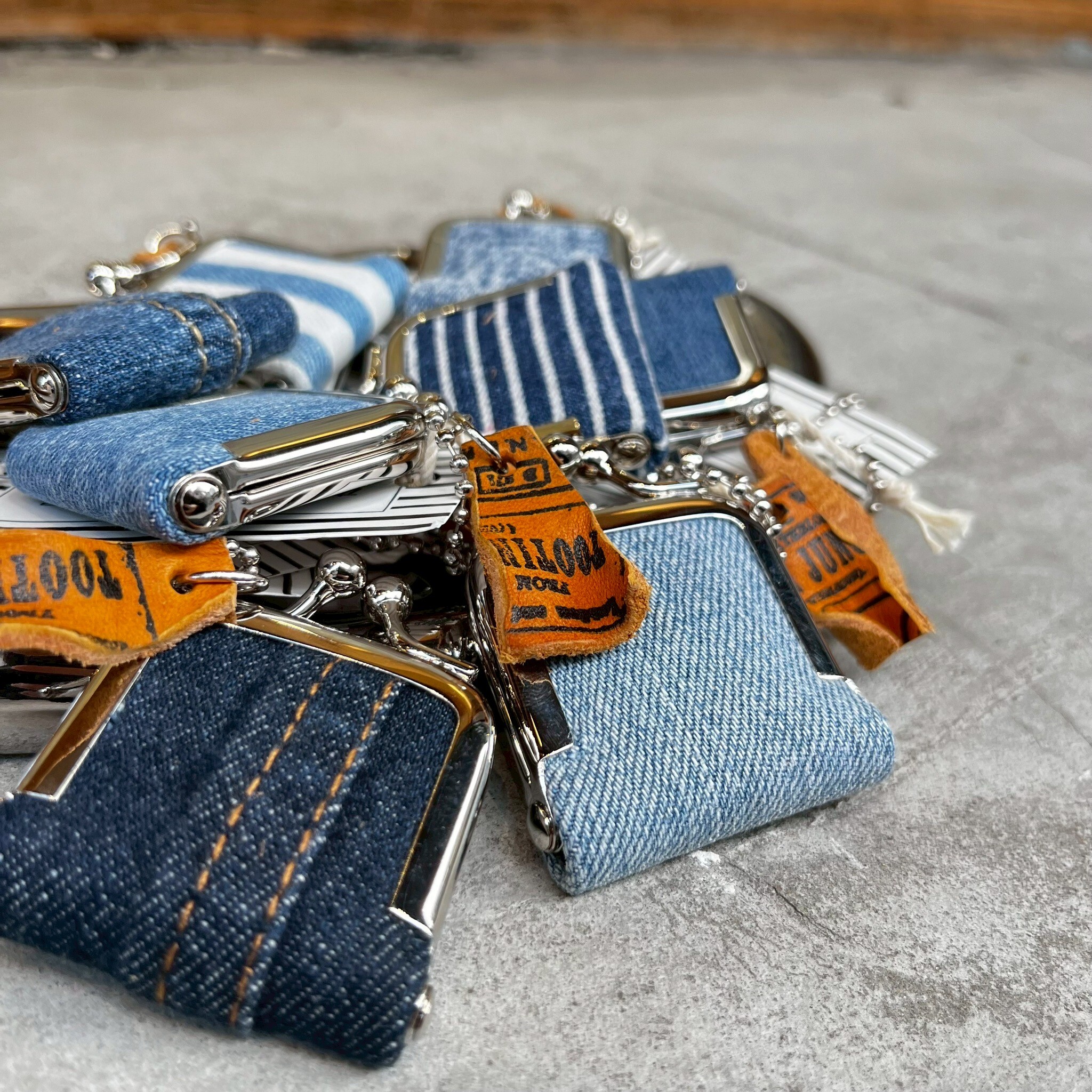 [夜空に月と星] 丹寧迷你口金零錢包鑰匙圈 | yozora011