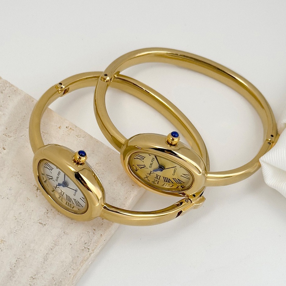 女錶 石英腕錶 橢圓錶盤 迷你錶 女生手錶 金錶 手錶 腕錶 女士腕錶 羅馬手錶 石英錶 手鐲式手錶 746