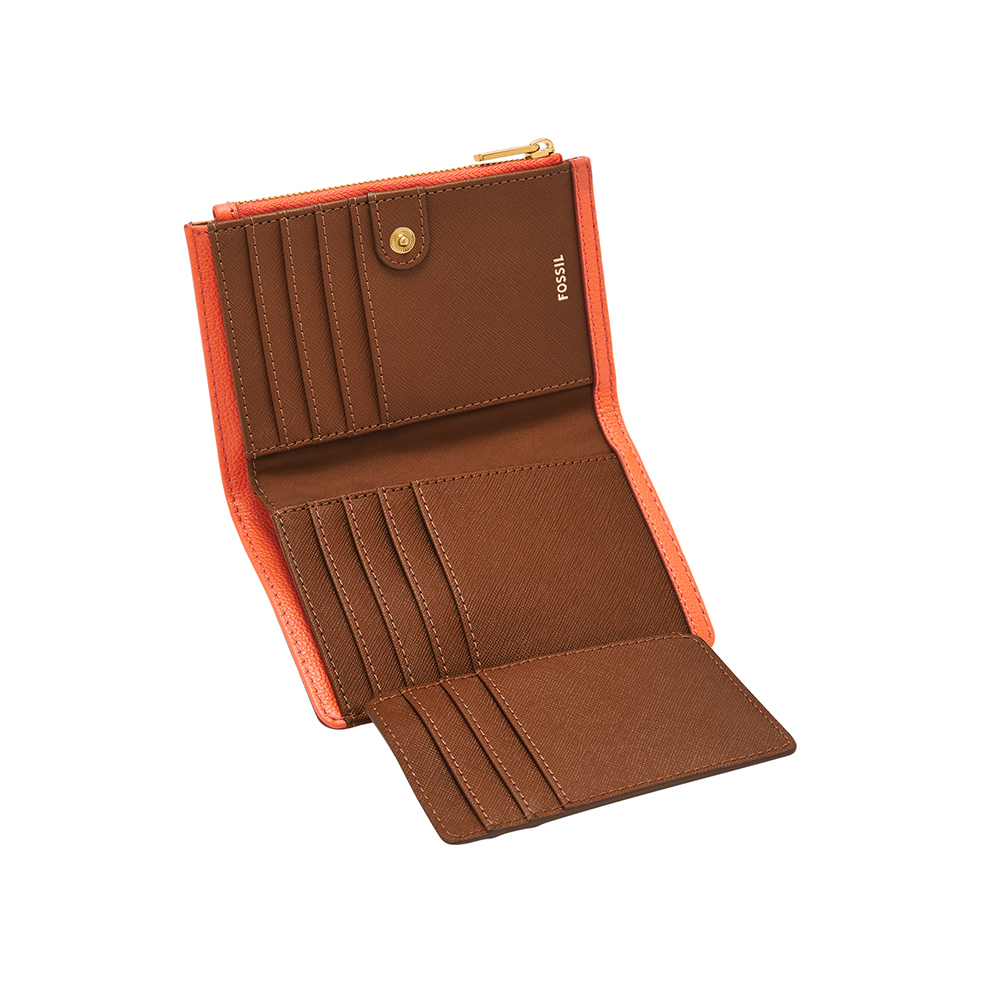 Emery 真皮金扣多功能皮夾-橘色 SWL2896819