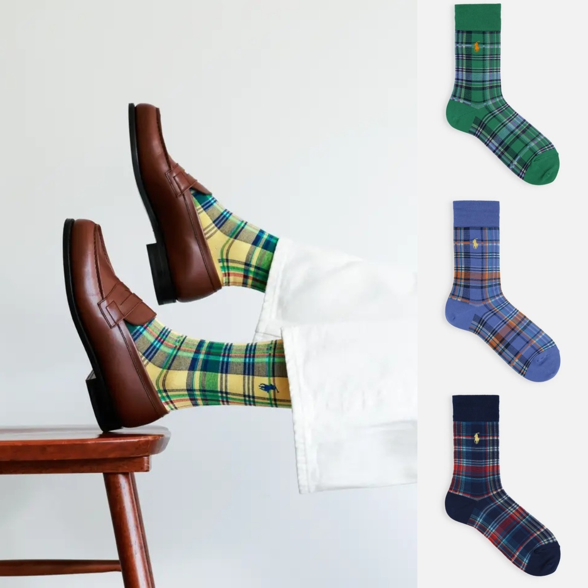 預購┃日本製 男款 POLO RALPH LAUREN 格紋 長襪