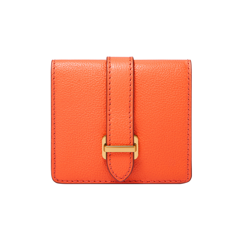 Emery 真皮金釦短夾-橘色 SWL2898819