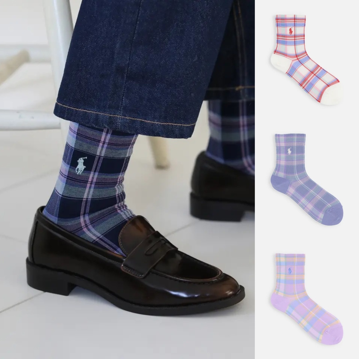 預購┃日本製 女款 POLO RALPH LAUREN 格紋 短襪