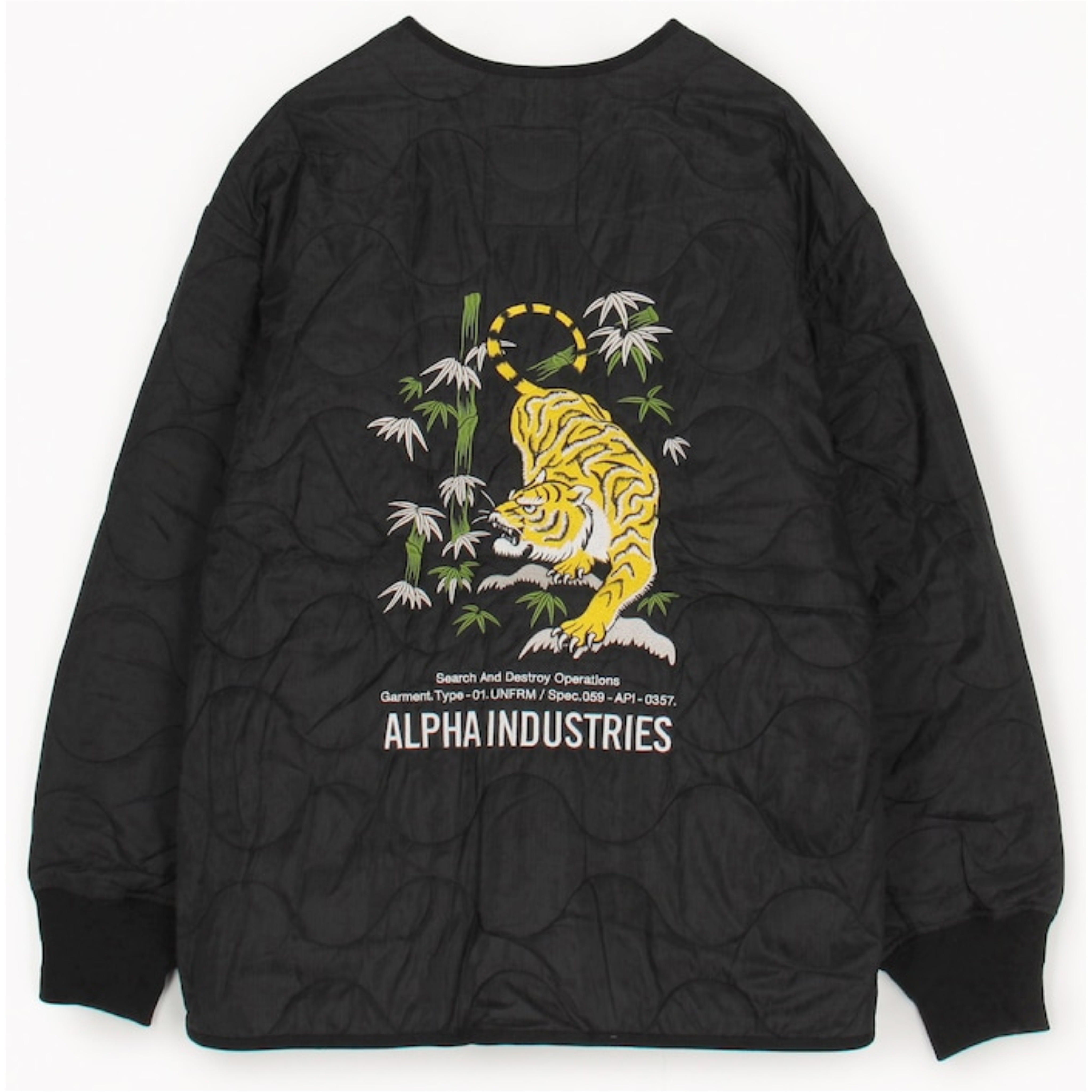 2025AW FREAK'S STORE x ALPHA INDUSTRIES UNFRM TIGER LINER JACKET 限定 無領 菱格紋 刺繡 老虎 外套 夾克 現貨 1059057500002