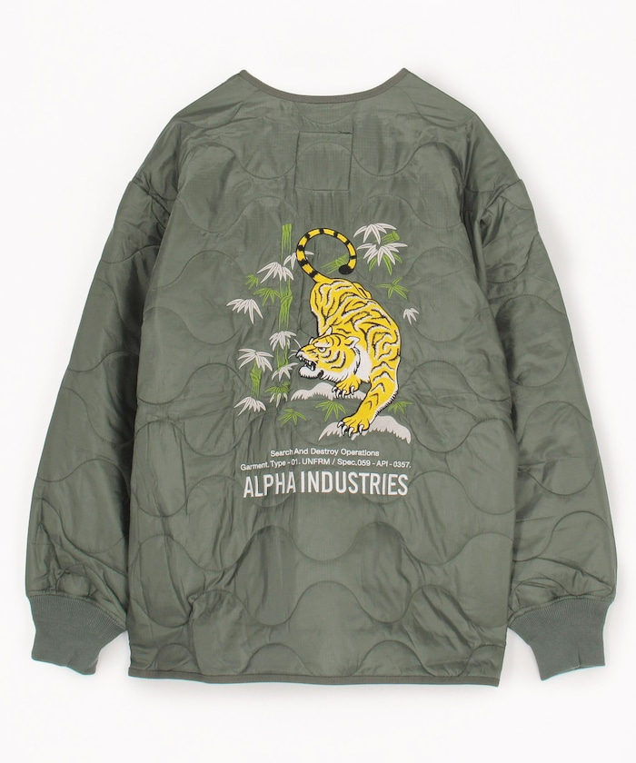 2025AW FREAK'S STORE x ALPHA INDUSTRIES UNFRM TIGER LINER JACKET 限定 無領 菱格紋 刺繡 老虎 外套 夾克 現貨 1059057500002