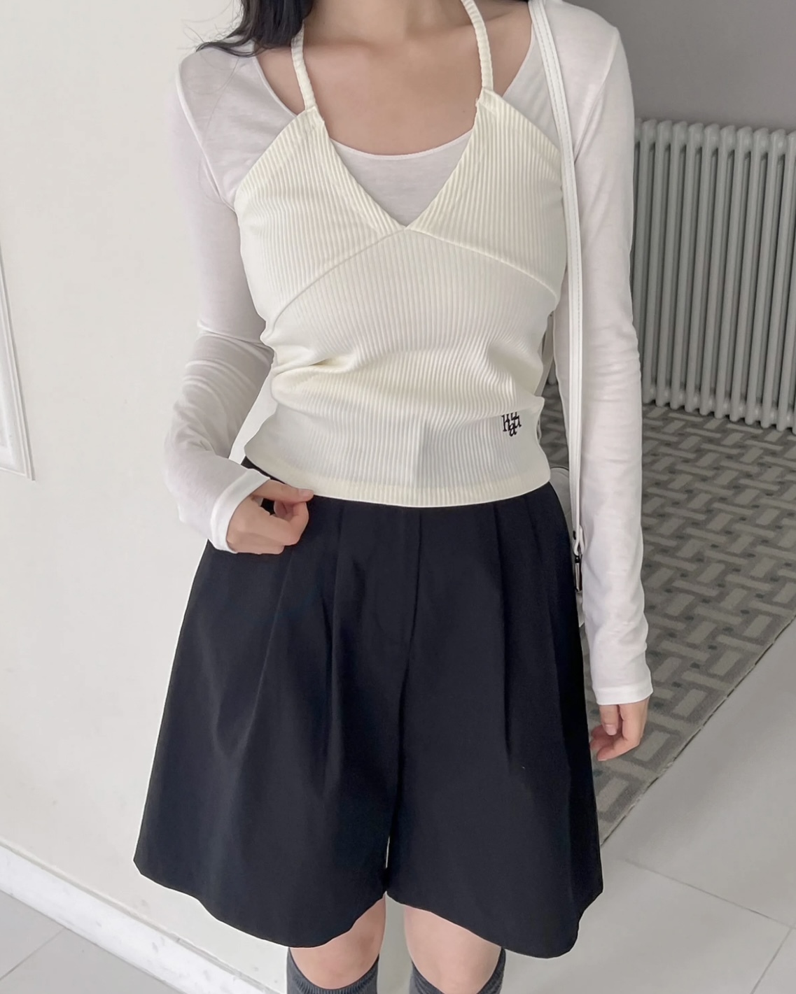 <🇰🇷韓國連線>MUAHMUAH 兩件式 綁帶背心 薄長袖 上衣 疊穿設計 共3色