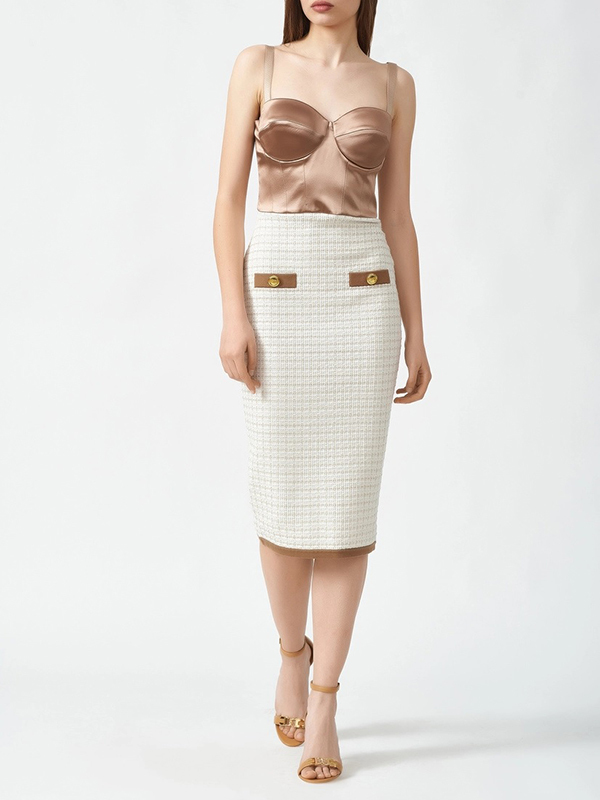 Elisabetta Franchi 馬甲背心毛尼洋裝 (白)