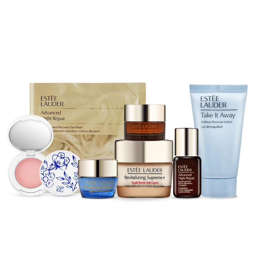 ESTEE LAUDER 雅詩蘭黛 晶透光采賦活特潤組[特潤+眼霜+一夜霜+膠原霜+眼膜+潔顏露+唇鏡]