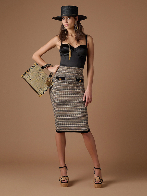 Elisabetta Franchi 馬甲背心毛尼洋裝 (咖啡)