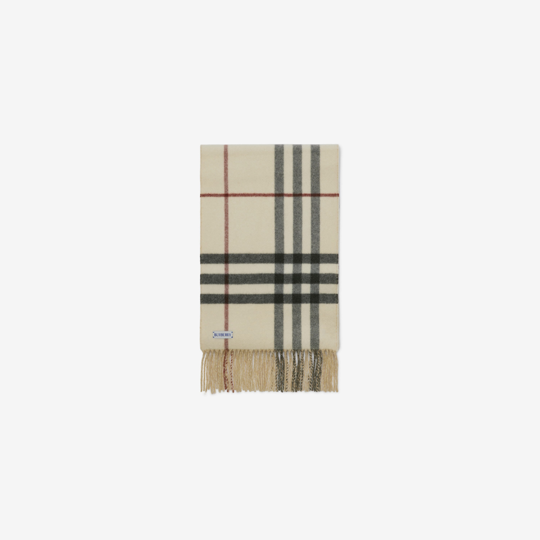 1FF0101-252 [BURBERRY] Reversible Ekd Check Cashmere Scarf Stone (SS26) #80952241 (F-EU-E)