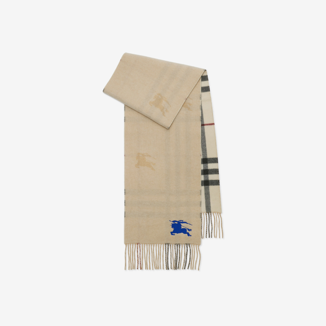 1FF0101-252 [BURBERRY] Reversible Ekd Check Cashmere Scarf Stone (SS26) #80952241 (F-EU-E)