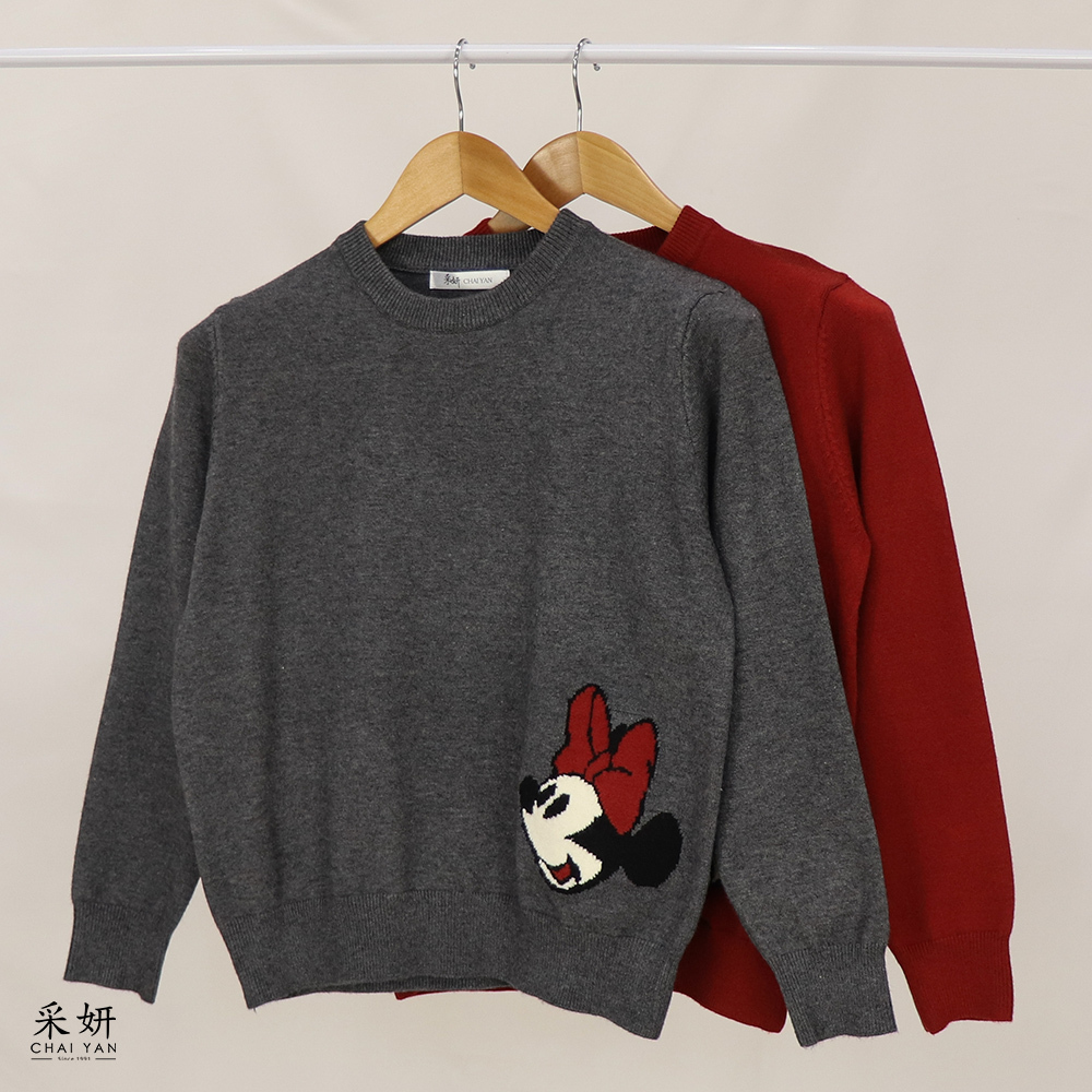 卡通圖案針織長袖上衣