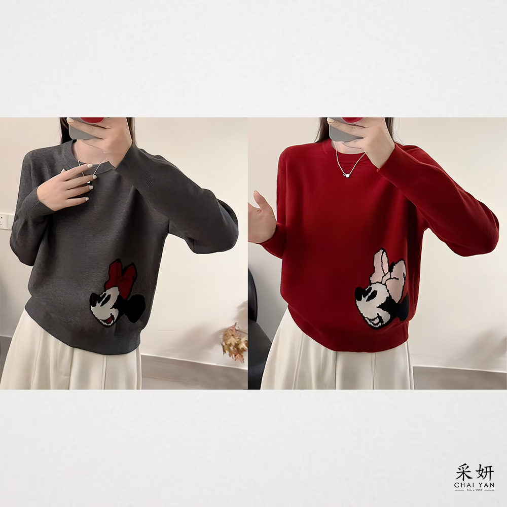 卡通圖案針織長袖上衣