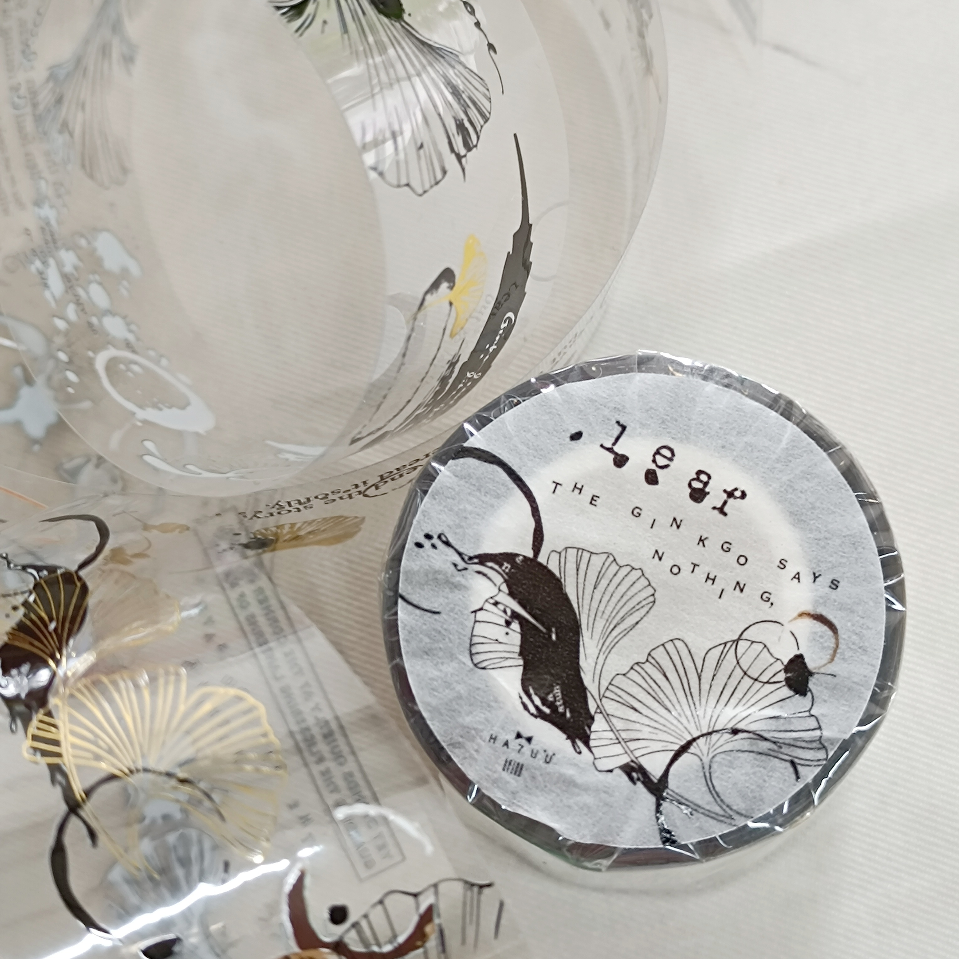 哈秋HA7UU．銀杏與漬 3.5cm立體燙金亮面PET膠帶 <整捲/分裝>