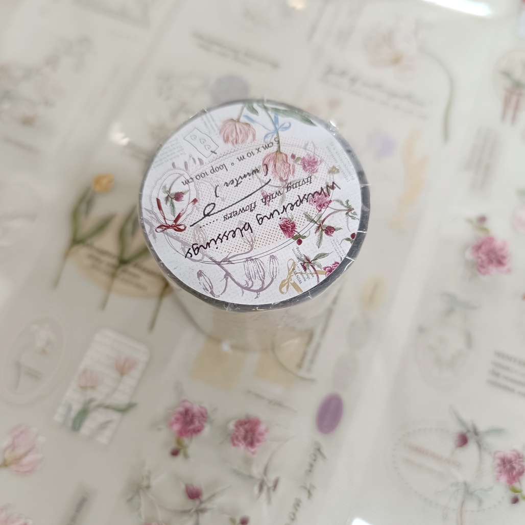 竹工凡花．冬季的呢喃祝福 5cm亮面PET膠帶 <整捲/分裝>