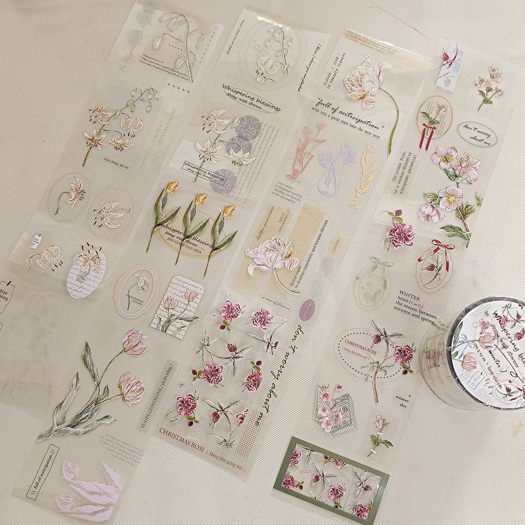 竹工凡花．冬季的呢喃祝福 5cm亮面PET膠帶 <整捲/分裝>