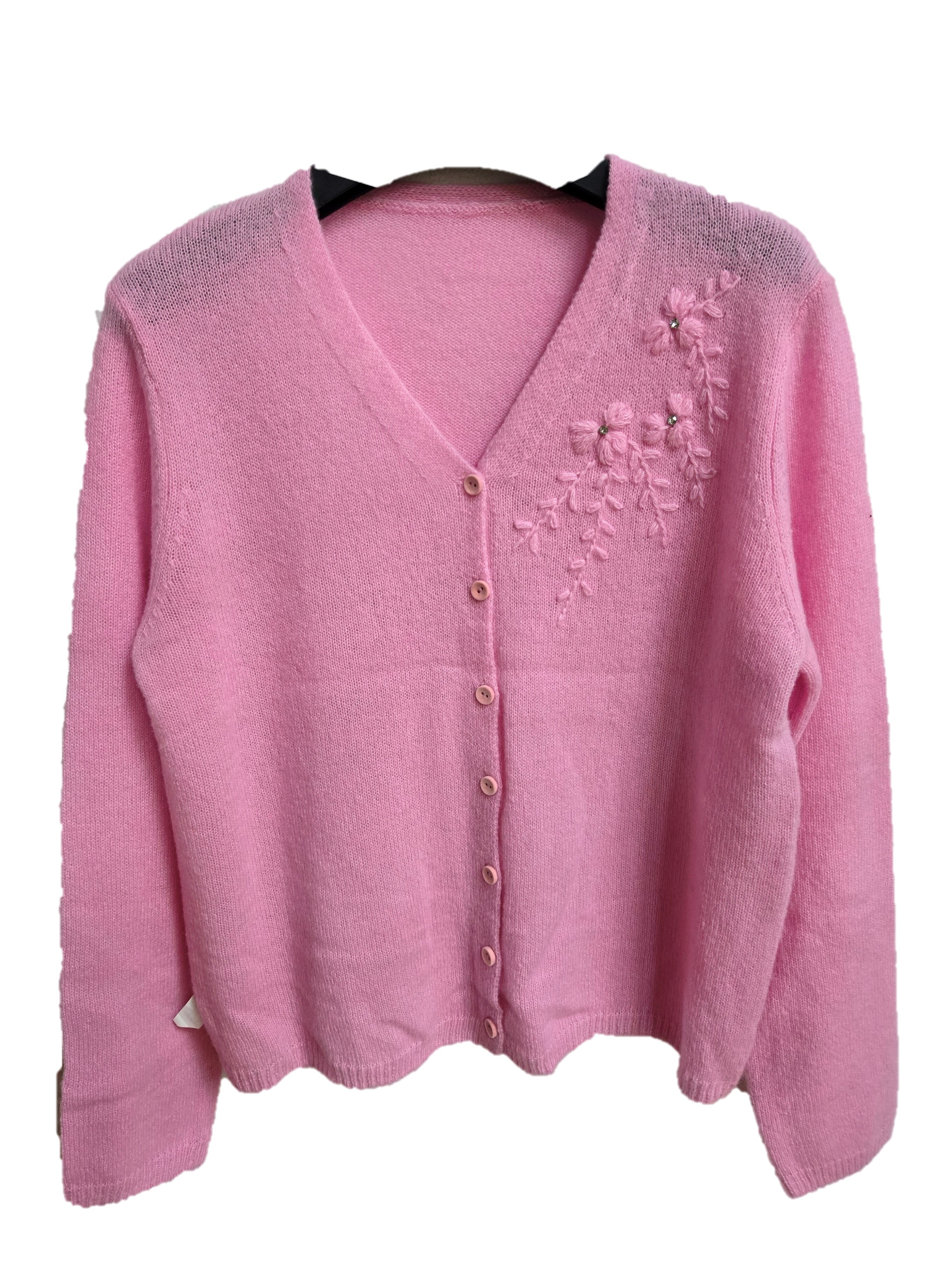 BE15751D1 靜綻花影立體花朵刺繡針織開襟衫 (3色)