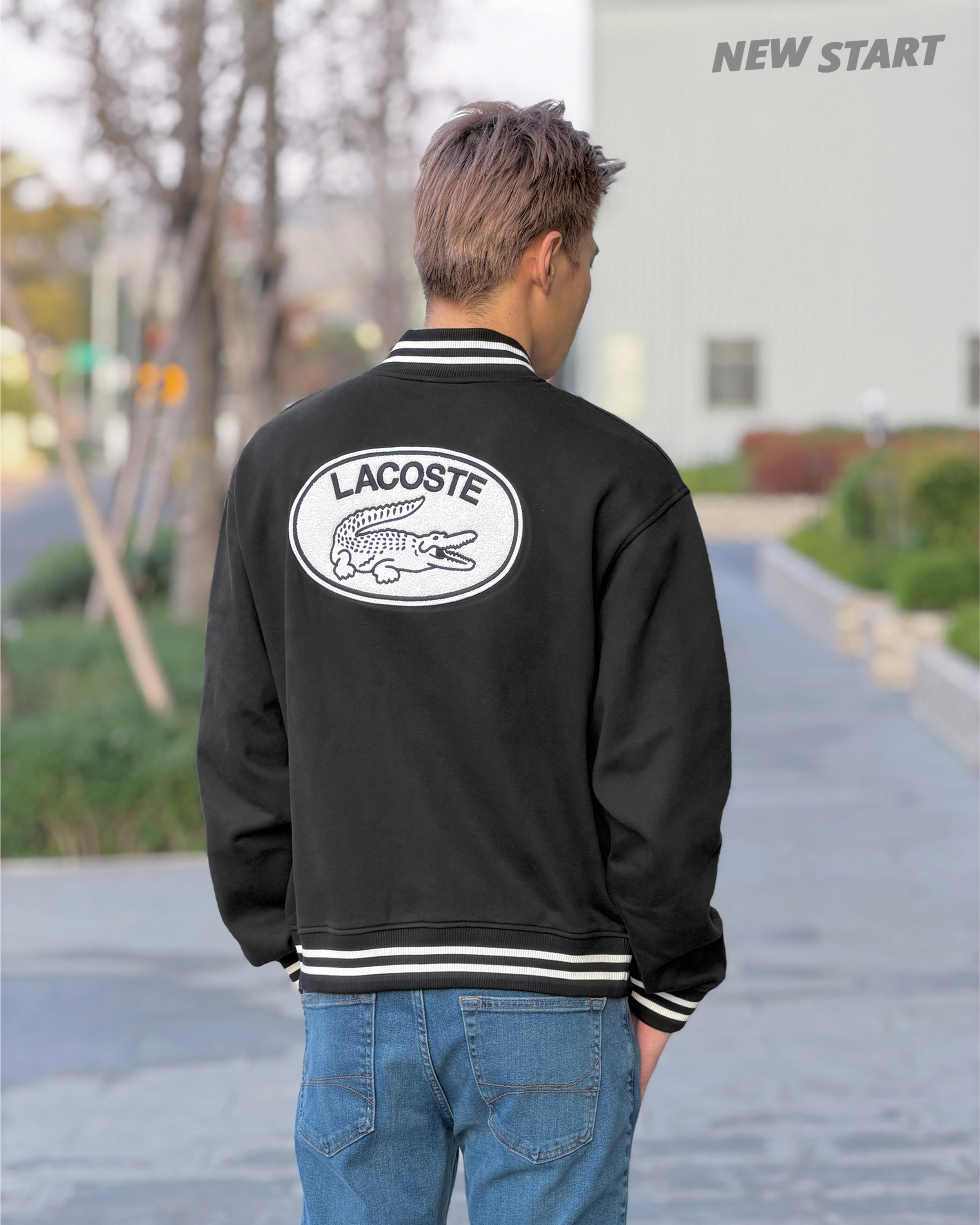 Lacoste 鱷魚 背後絨布電繡Logo 棒球外套