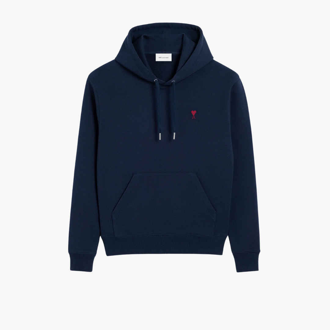 1FF0101-199 [AMI PARIS] Cotton Red Ami De Coeur Hoodie Blue (SS26) #BFUSW235.730.430 (C-EU-E)