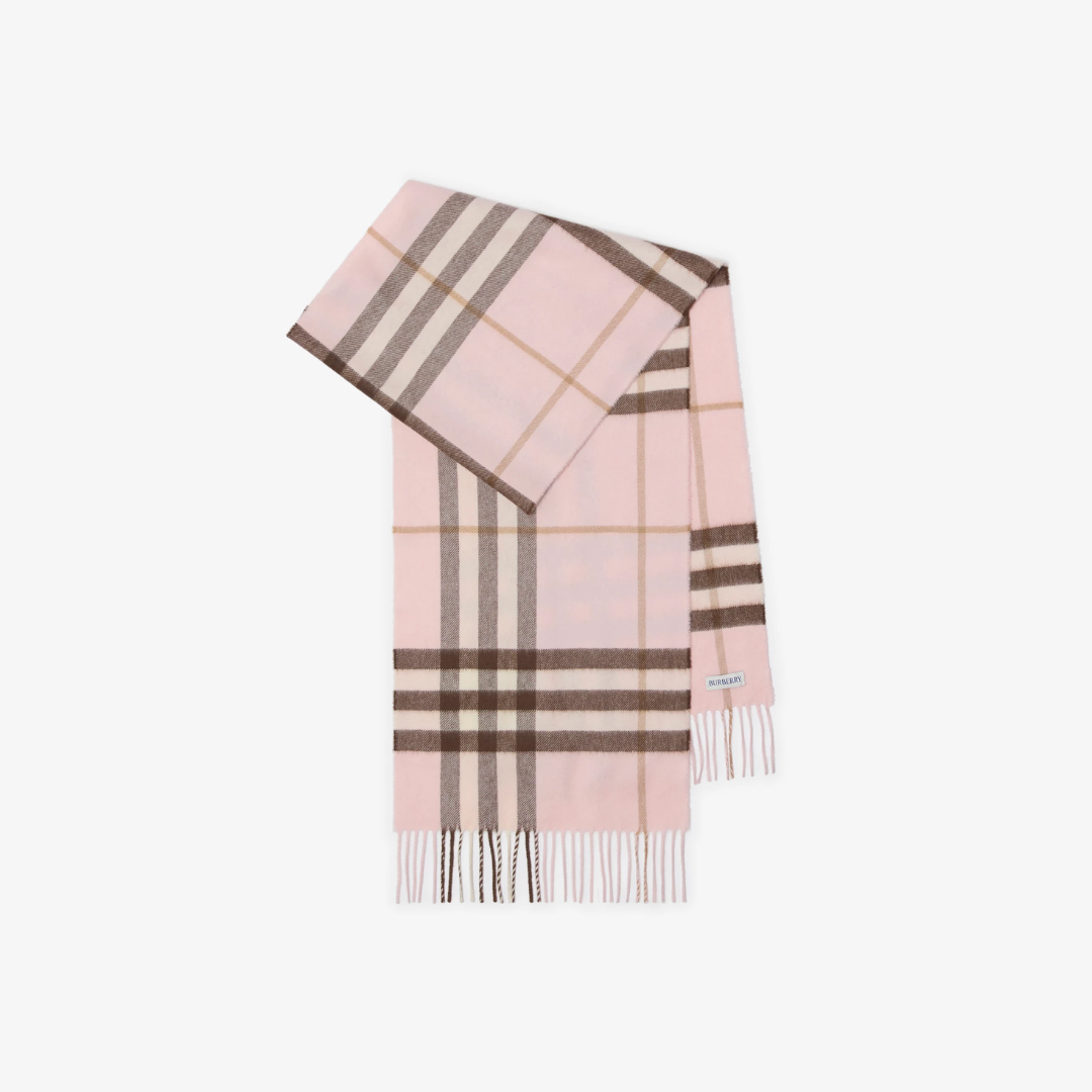 1FF0101-256 [BURBERRY] Check Cashmere Scarf Bow Pink (SS26) #81139471 (F-EU-E)