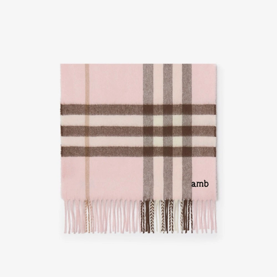 1FF0101-256 [BURBERRY] Check Cashmere Scarf Bow Pink (SS26) #81139471 (F-EU-E)