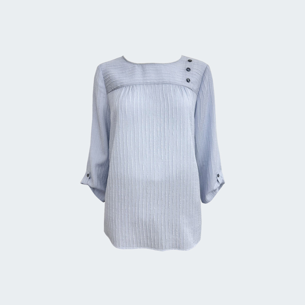 細褶質感拼接上衣