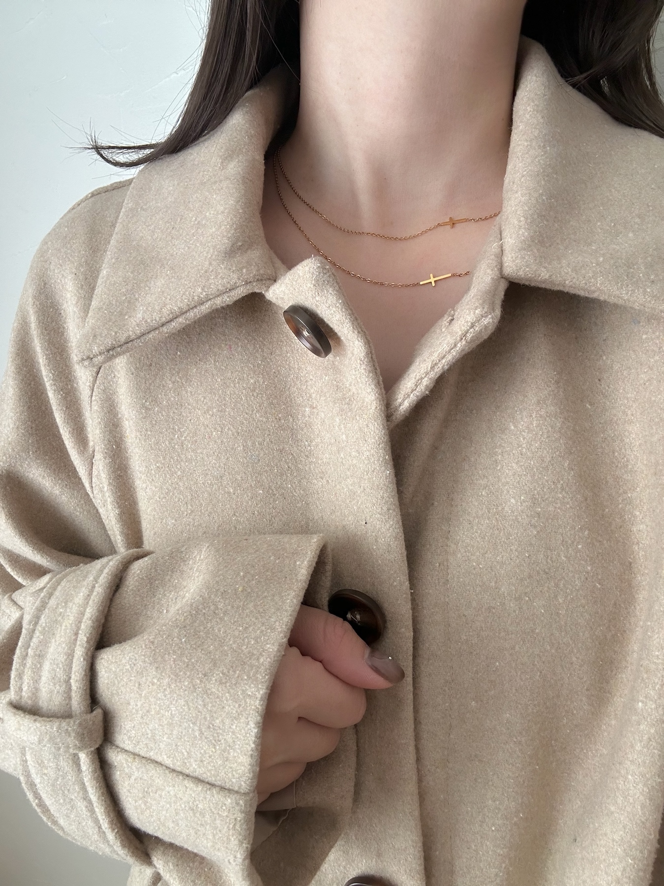 SS double cross gold necklace