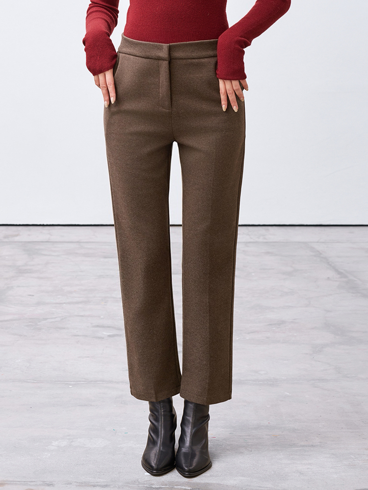 OH!HER 彈性毛呢九分西裝褲