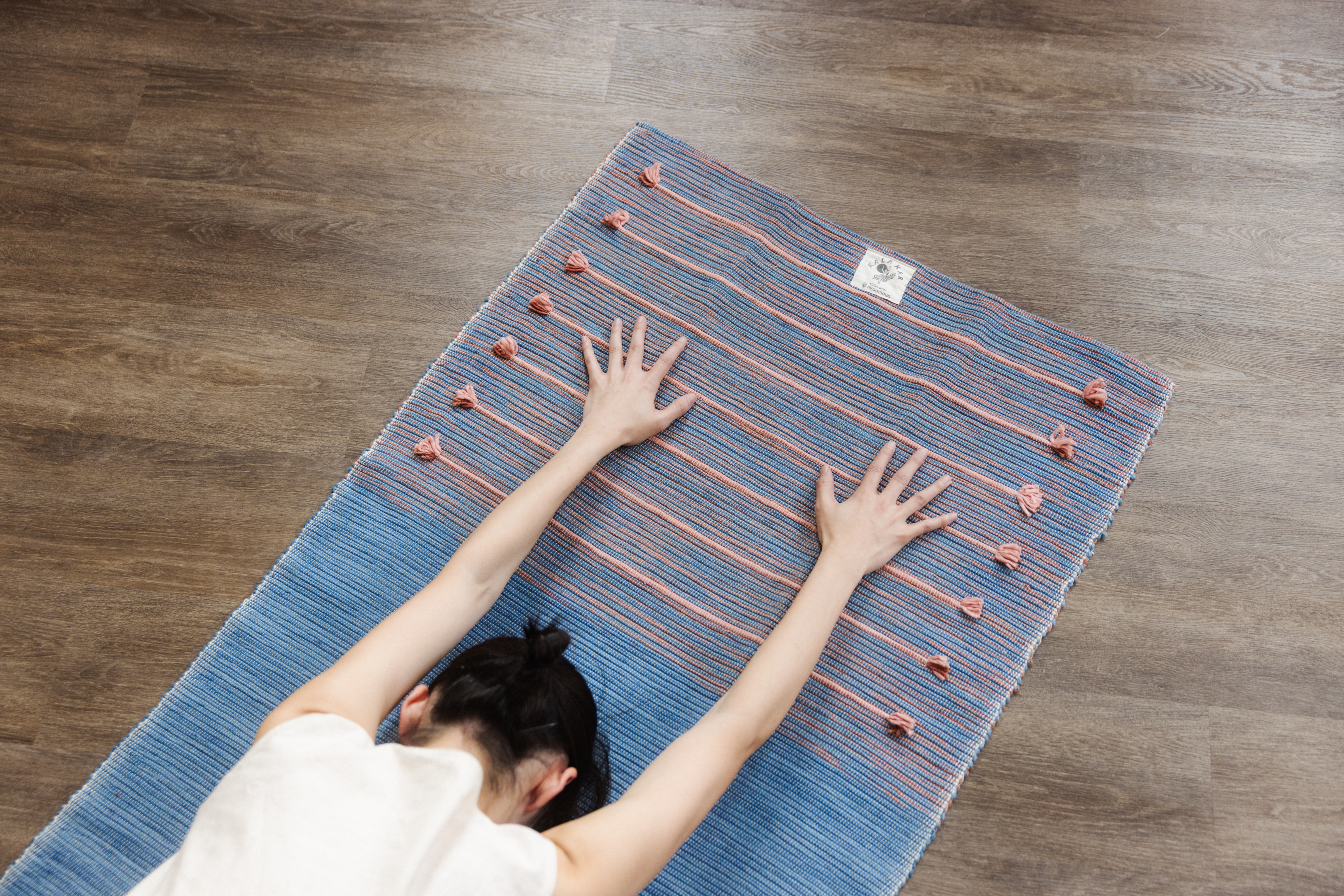 【YOGA】印度手工染織瑜伽墊_藍粉