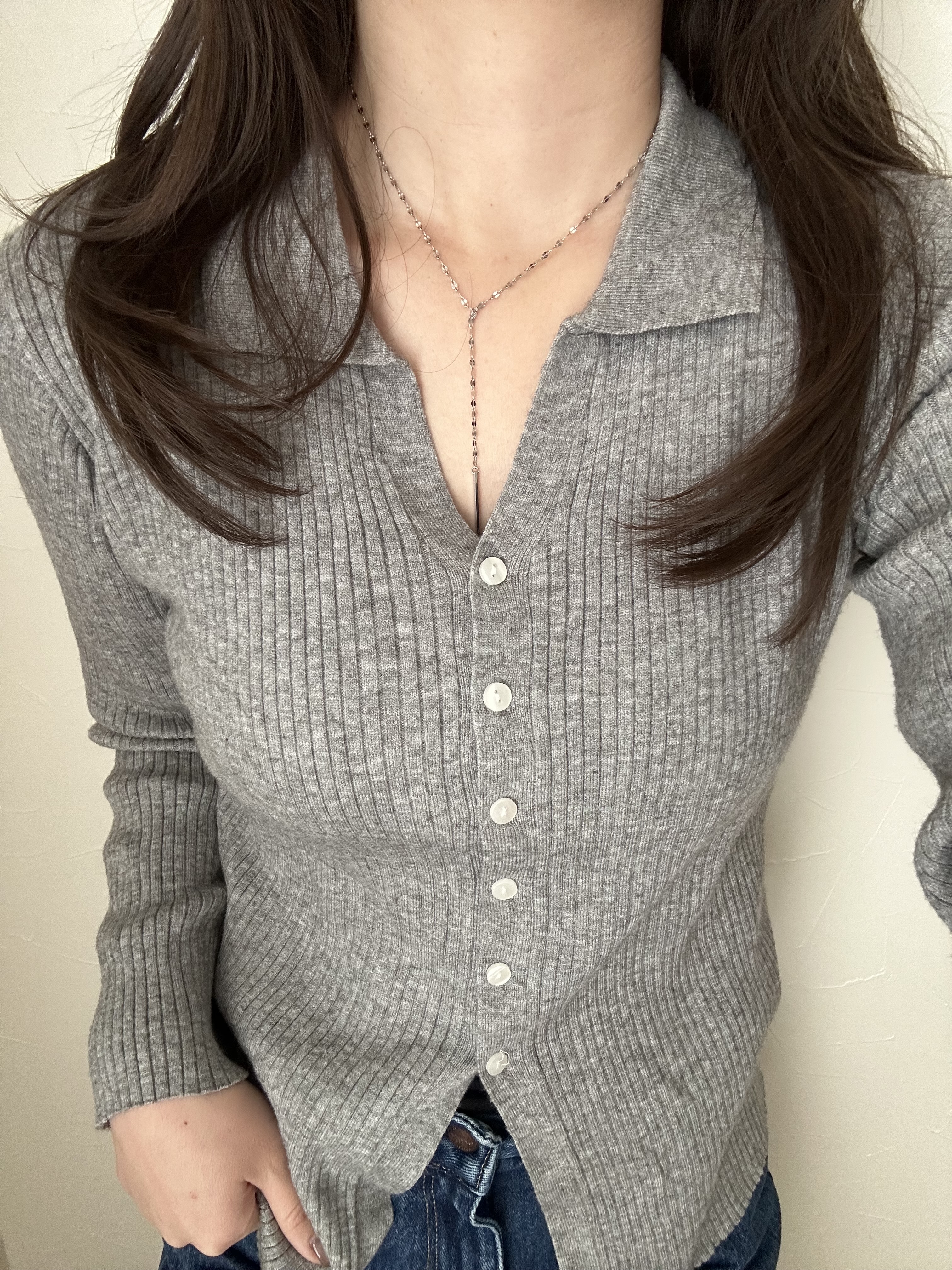 SS hanging long necklace