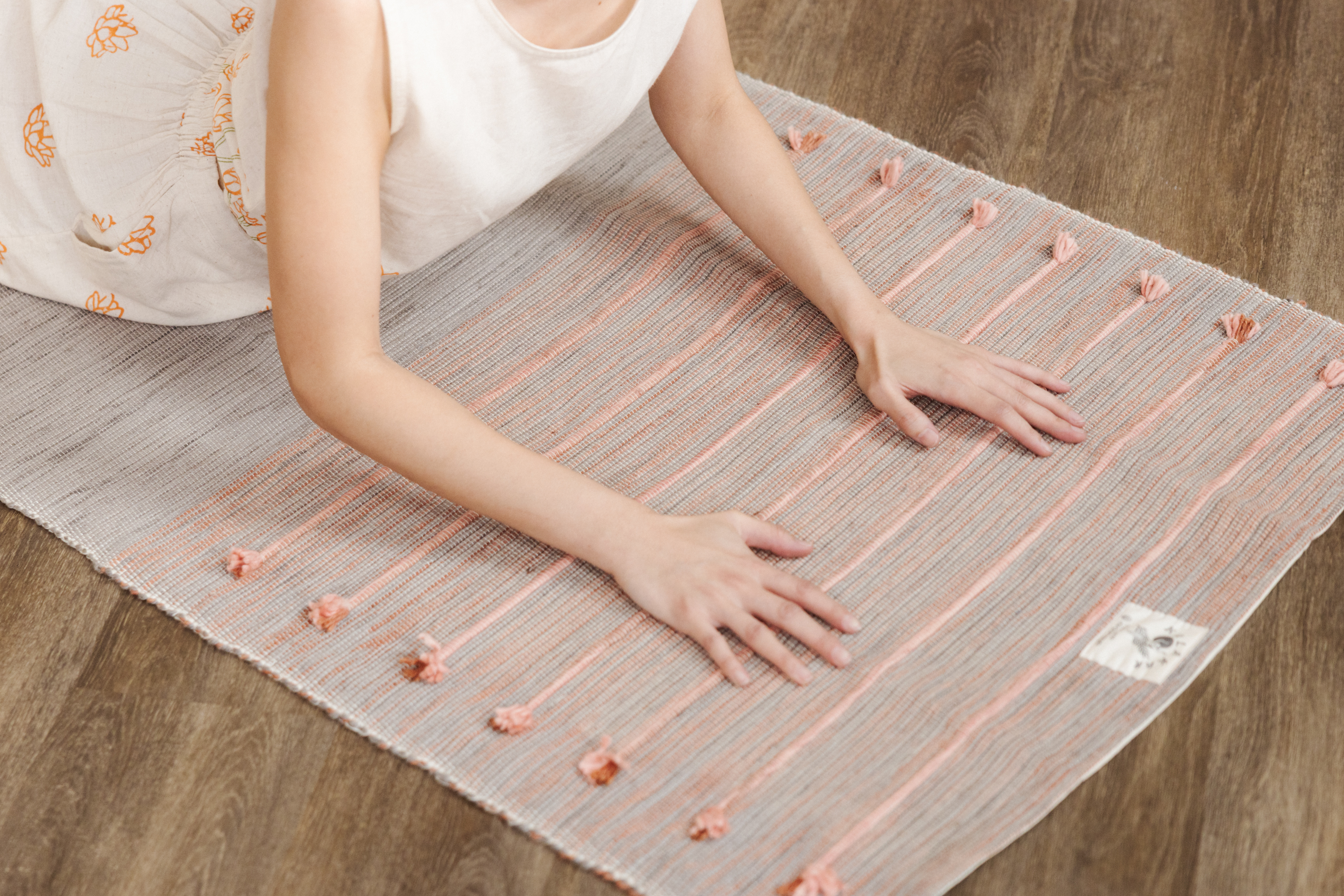 【YOGA】印度手工染織瑜伽墊_灰粉