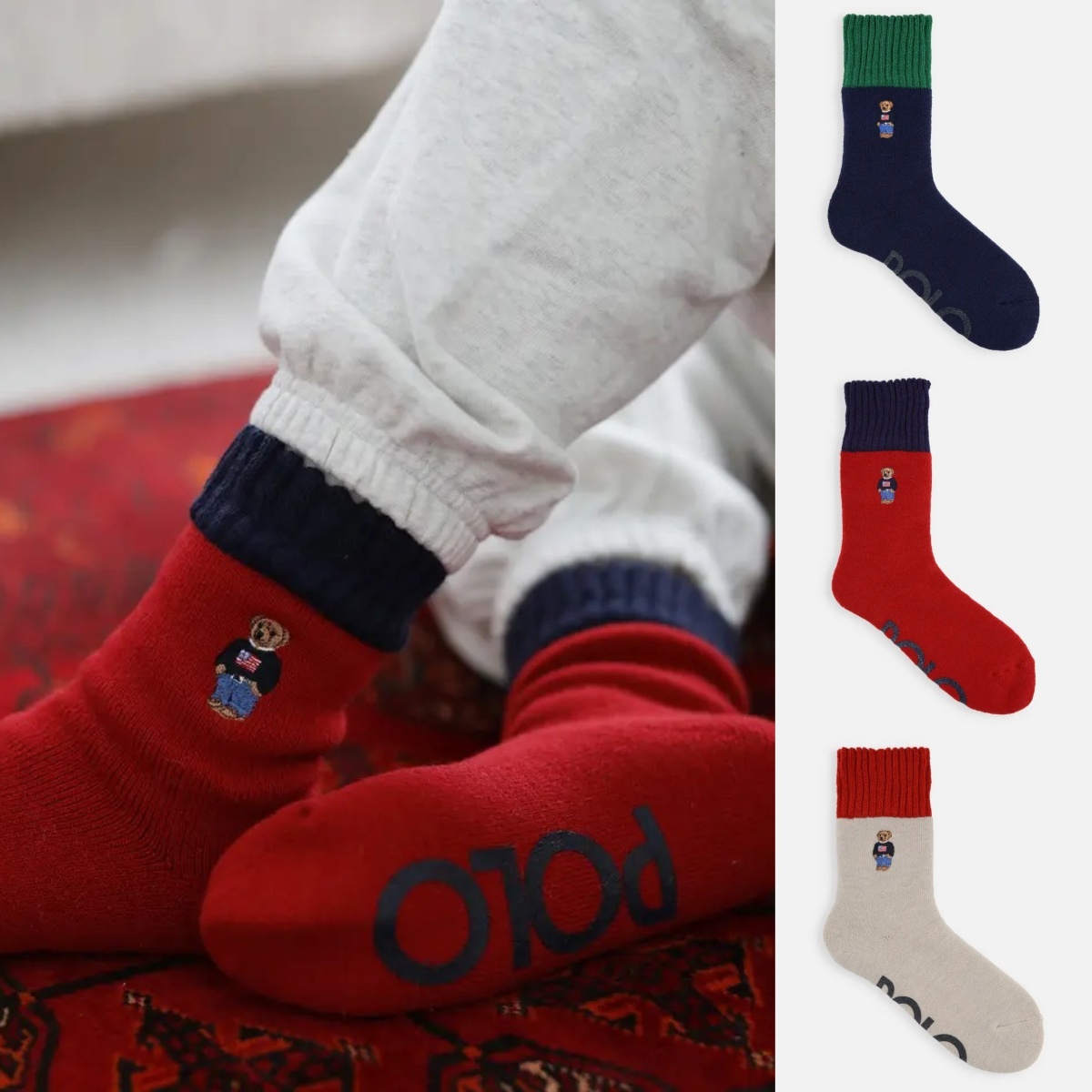 預購┃日本製 男女款 POLO RALPH LAUREN 刺繡 熊熊 室內襪