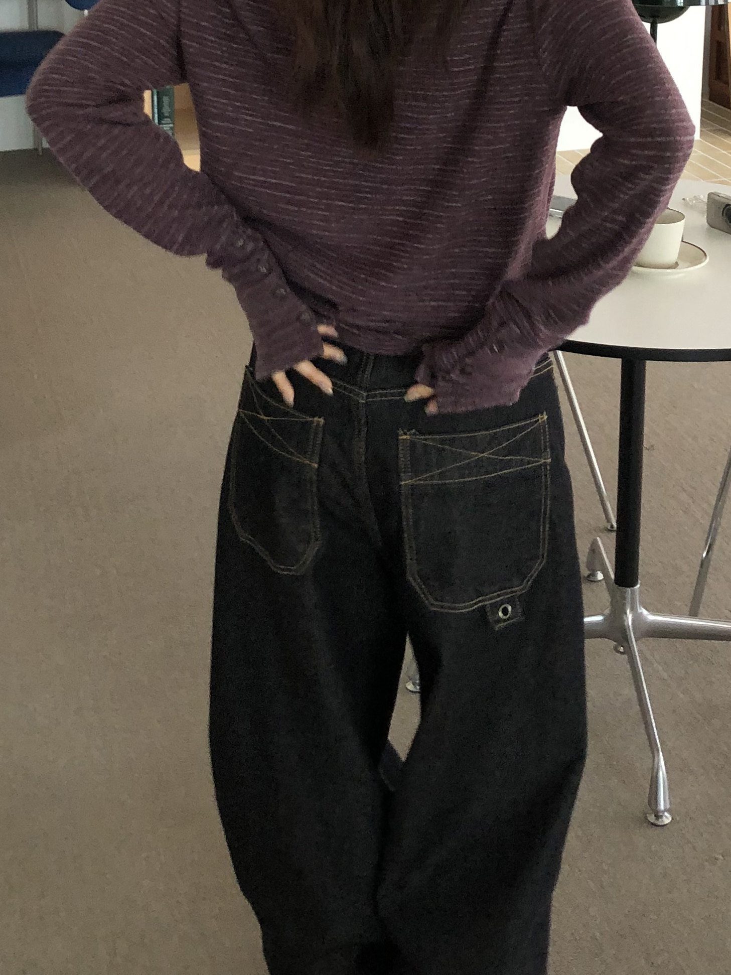 Eyelet Keyring Wide Jeans #牛仔褲