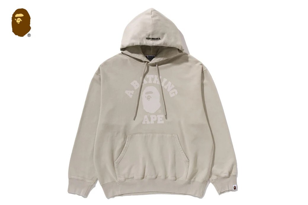 A BATHING APE GARMENT DYE COLLEGE PULLOVER HOODIE