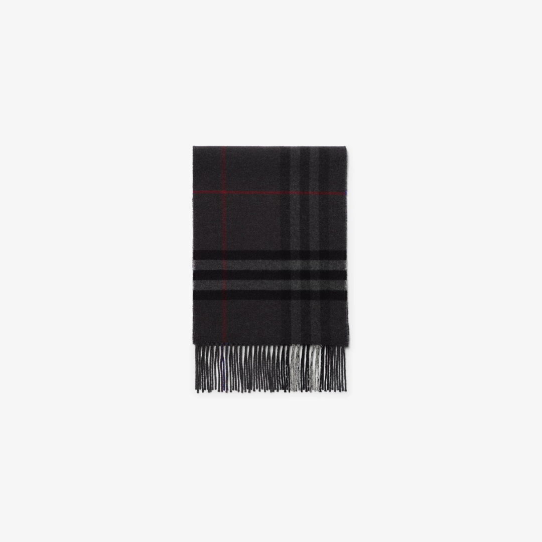 1FF0101-258 [BURBERRY] Contrast Check Cashmere Scarf Marlborough Grey/Charcoal Grey (SS26) #81177061 (F-EU-E)