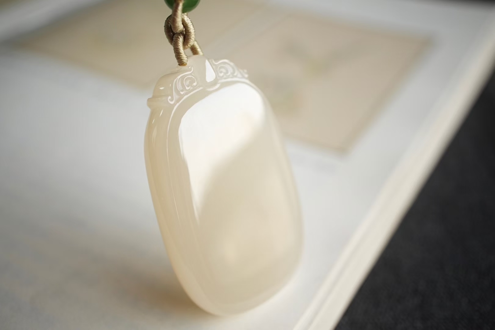 118464 和田玉野牛溝濃藕粉喜事連連掛件