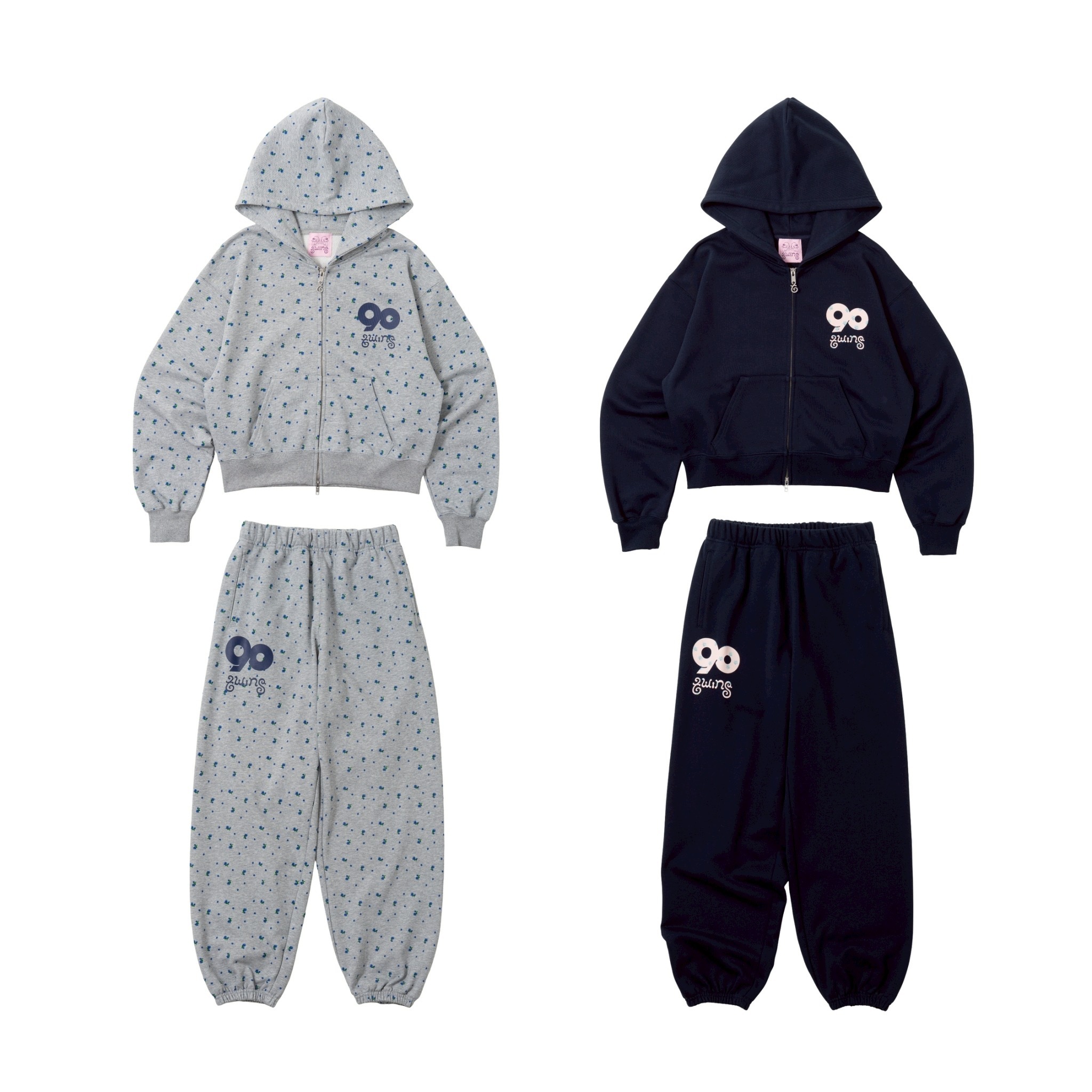 9090 × twins Flower Zip Hoodie