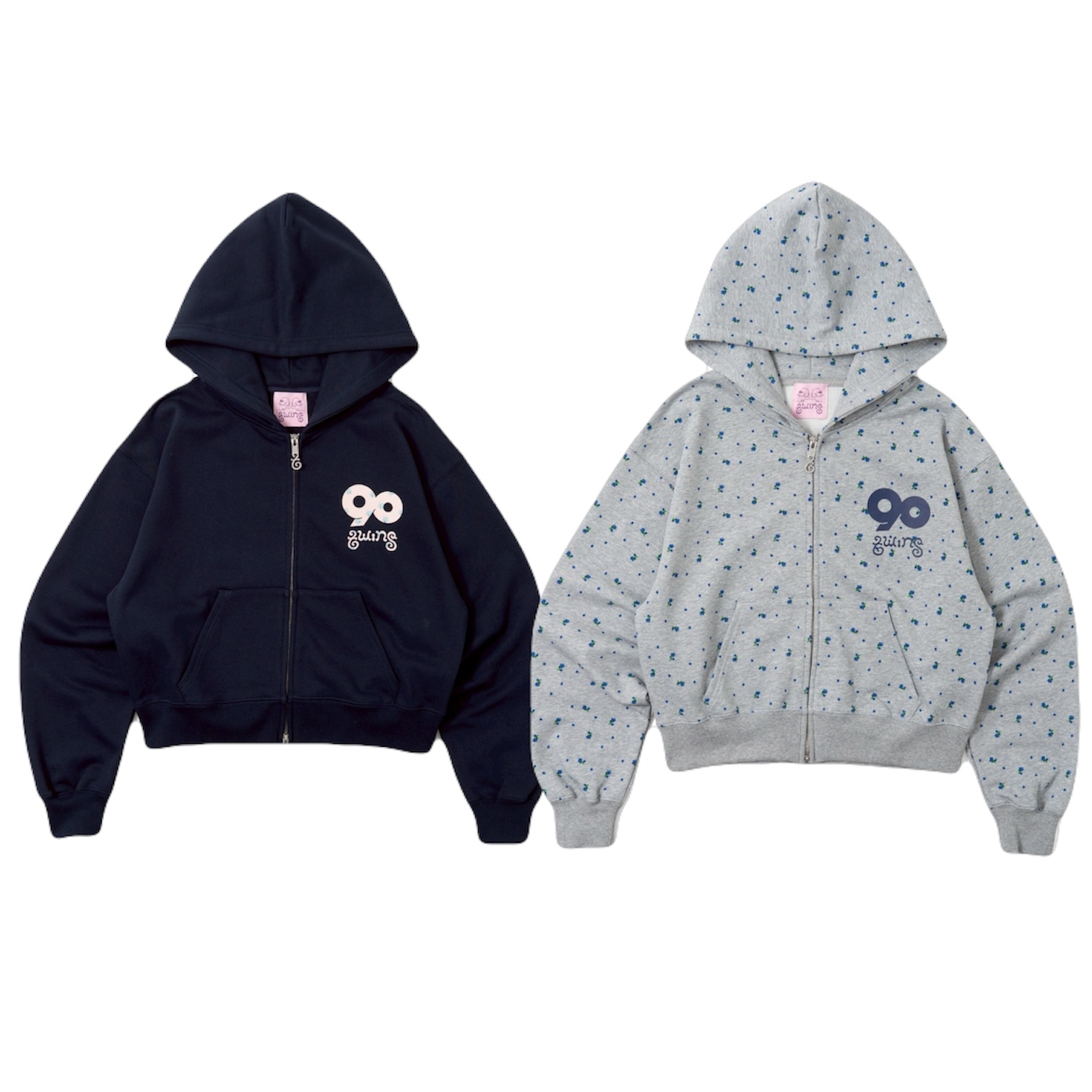 9090 × twins Flower Zip Hoodie